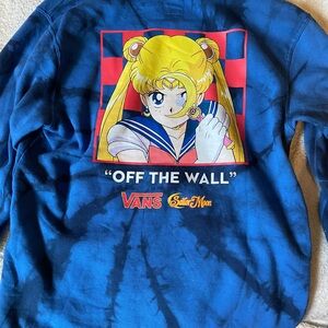 Vans Sailor Moon Blue Tie-Dye Pullover Hoodie with Red & Yellow Logo NWoT